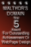 Malthor's Domain 5 Star Award! (5 of 5 Stars!)