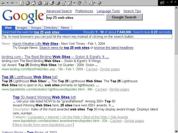 #2+3 rank for Top 25 Web Sites in Google!