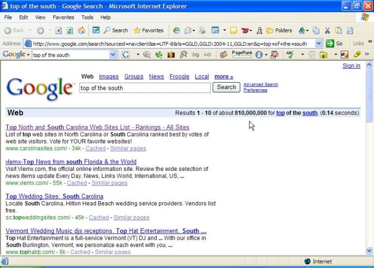 Top NC and SC Web Sites List #1 ranking in Google